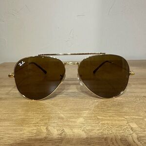 Ray-Ban RB3625 Gold Aviator Sunglasses Brown Lenses 58mm NWOT